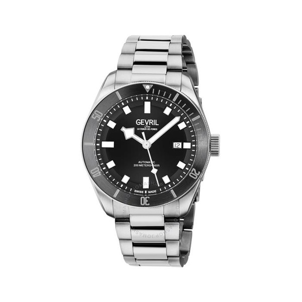 Gevril Yorkville Swiss Automatic Black Dial Mens Diver Watch 48600