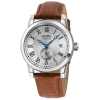 Gevril MEN'S Madison Genuine Leather Silver-tone Dial Watch 2502L