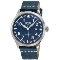 Gevril MEN'S Vaughn Genuine Leather Blue Dial Watch 43503