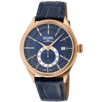 Gevril MEN'S Empire Leather Blue Dial Watch 48104