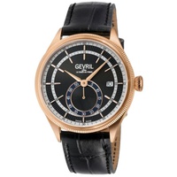 Gevril MEN'S Empire Leather Black Dial Watch 48103
