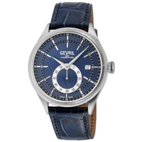 Gevril MEN'S Empire Leather Blue Dial Watch 48102