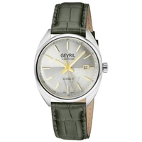 Gevril MEN'S Five Points Leather Silver Dial Watch 48702A