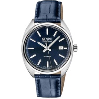 Gevril MEN'S Five Points Genuine Leather Blue Dial Watch 48701A