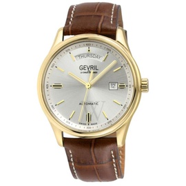 Gevril MEN'S Excelsior Leather Silver-tone Dial Watch 48203