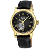 Gevril MEN'S Madison Genuine Leather Black Dial Watch 2588