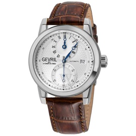 Gevril MEN'S Gramercy Leather Silver-tone Dial Watch 24011