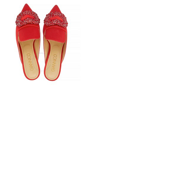  Giannico Daphne Red Crystal-embellished Woven Mules GI0002.60CP 4035