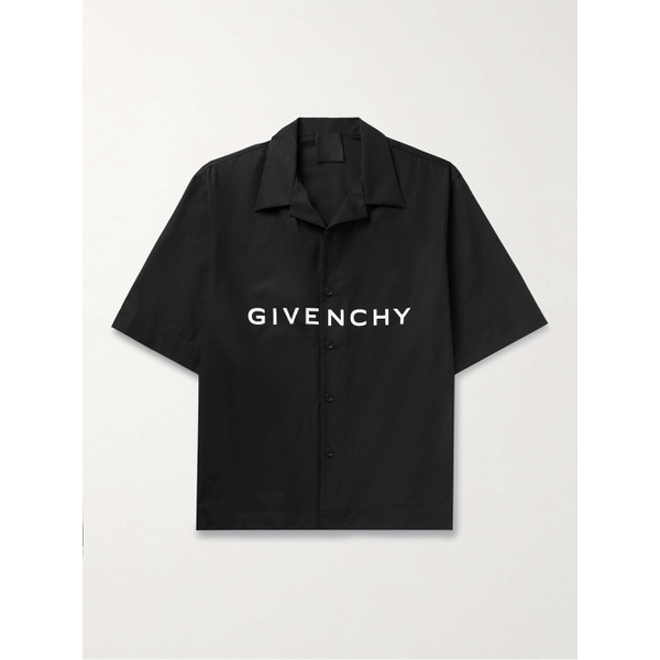 지방시 지방시 GIVENCHY Camp-Collar Logo-Print Cotton-Poplin Shirt 1647597293483334