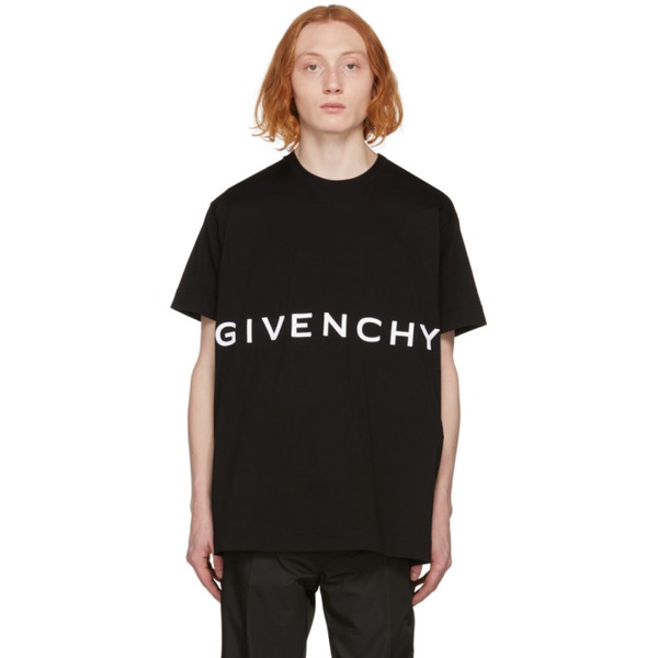지방시 지방시 Givenchy Black 4G Embroidered Oversized T-Shirt 221278M213003