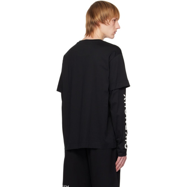 지방시 지방시 Givenchy Black Double Layer Long Sleeve T-Shirt 231278M213018