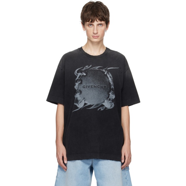 지방시 지방시 Givenchy Gray Ring Print T-Shirt 232278M213048