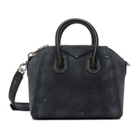 지방시 Givenchy Black Mini Antigona Denim Top Handle Bag 232278F046002