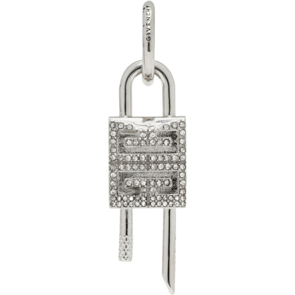 지방시 지방시 Givenchy Silver Lock Small Crystals Hoop Single Earring 241278M144006