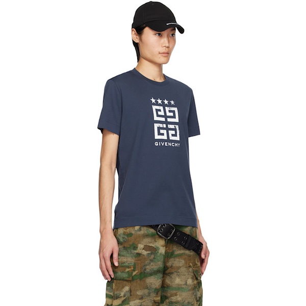 지방시 지방시 Givenchy Navy 4G Stars T-Shirt 241278M213034