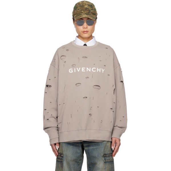 지방시 지방시 Givenchy Taupe Cutout Sweatshirt 241278M204009