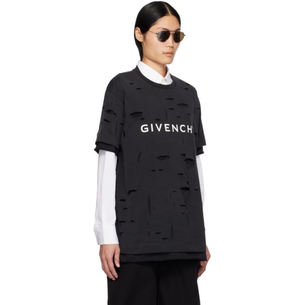 지방시 지방시 Givenchy Black Destroyed T-Shirt 241278M213013