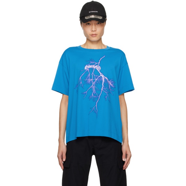 지방시 지방시 Givenchy Blue Graphic T-Shirt 241278M213003