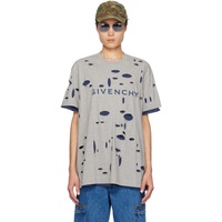 지방시 Givenchy Gray & Navy Destroyed T-Shirt 241278M213040