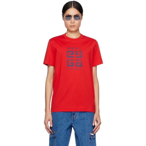지방시 지방시 Givenchy Red 4G Stars T-Shirt 241278M213031