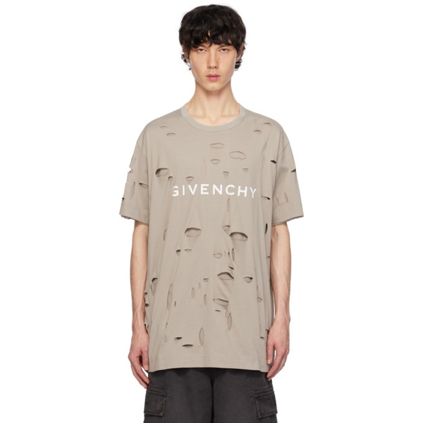 지방시 지방시 Givenchy Taupe Destroyed T-Shirt 241278M213041