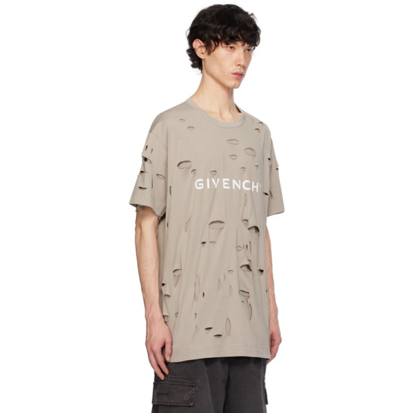 지방시 지방시 Givenchy Taupe Destroyed T-Shirt 241278M213041