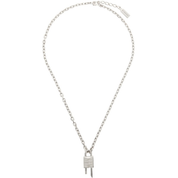 지방시 지방시 Givenchy Silver Mini Lock Necklace 241278F023003