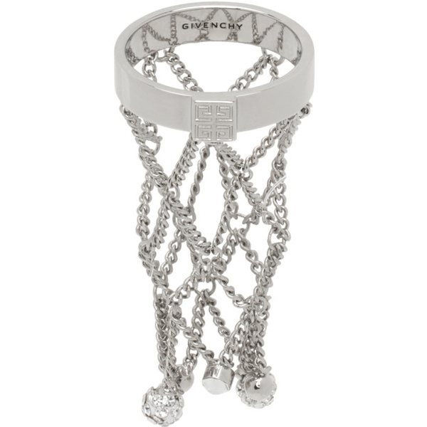 지방시 지방시 Givenchy Silver Pearling Crystal Ring 241278F024001
