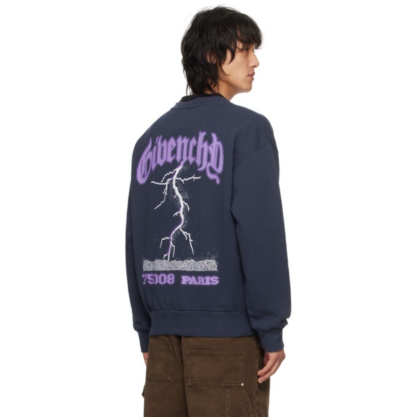 지방시 지방시 Givenchy Navy Printed Sweatshirt 241278M204001