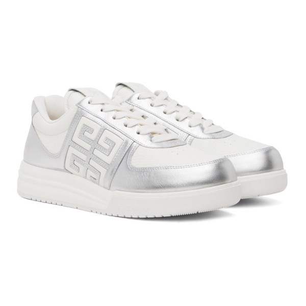 지방시 지방시 Givenchy White & Silver G4 Sneakers 241278M237008