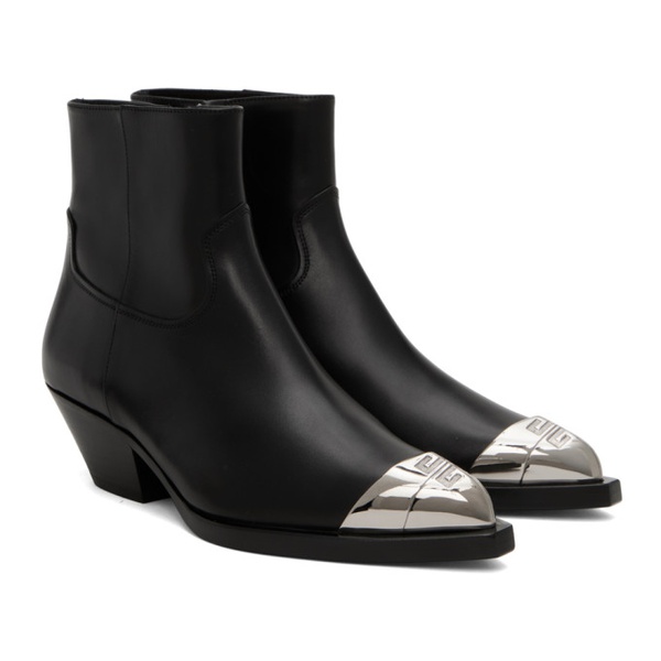 지방시 지방시 Givenchy Black Western Leather Ankle Boots 241278F113000