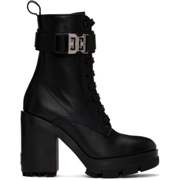 지방시 지방시 Givenchy Black Terra Heel Combat Boots 221278F113004