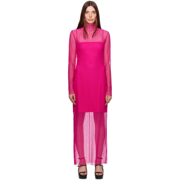 지방시 지방시 Givenchy Pink 4G Maxi Dress 232278F055004