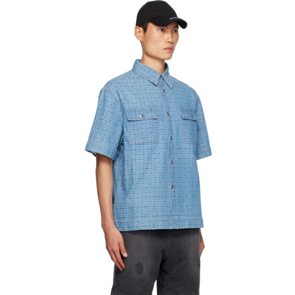 지방시 지방시 Givenchy Blue 4G Denim Shirt 232278M192001