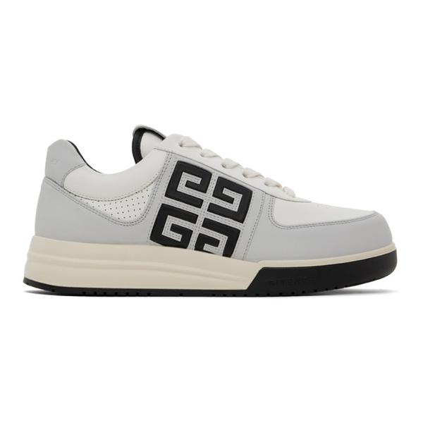 지방시 지방시 Givenchy White & Gray G4 Leather Sneakers 241278M237030