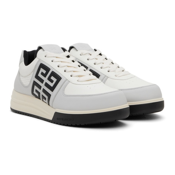 지방시 지방시 Givenchy White & Gray G4 Leather Sneakers 241278M237030
