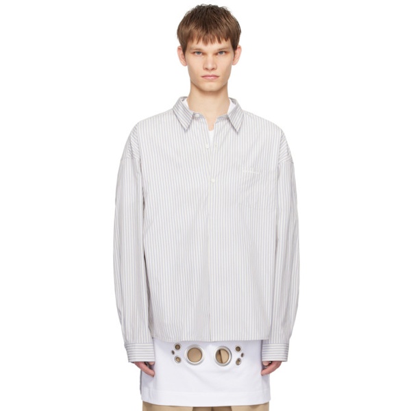 지방시 지방시 Givenchy White & Blue Oversized Shirt 241278M192031