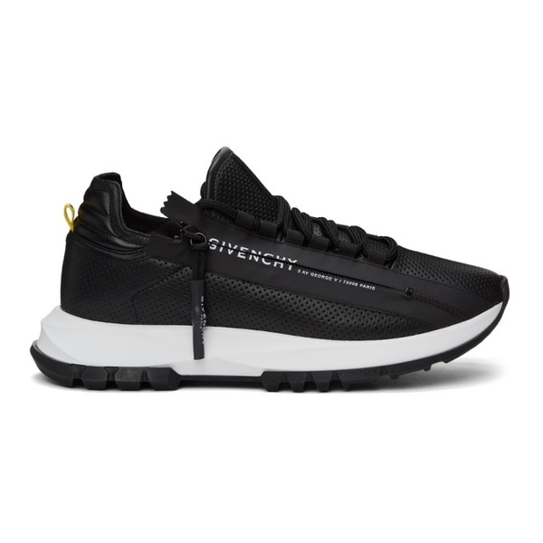 지방시 지방시 Givenchy Black Perforated Leather Spectre Runner Zip Low Sneakers 221278M237026