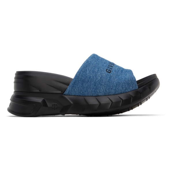 지방시 지방시 Givenchy Black & Blue Marshmallow Heeled Sandals 241278F125015