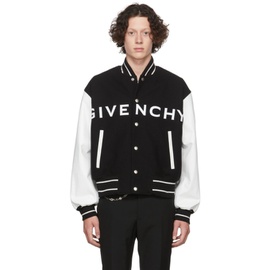 지방시 Givenchy Black & White Wool Bomber Jacket 222278M175002