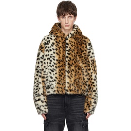지방시 Givenchy Beige Leopard Faux-Fur Jacket 232278M180002