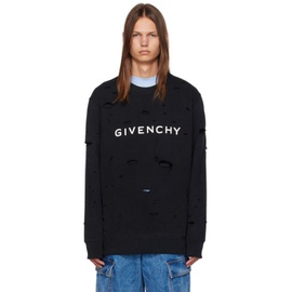 지방시 Givenchy Black Distressed Sweatshirt 232278M204002