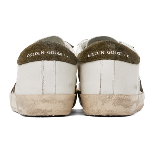 골든구스 골든구스 Golden Goose SSENSE Exclusive White & Green Super-Star Sneakers 241264F128080