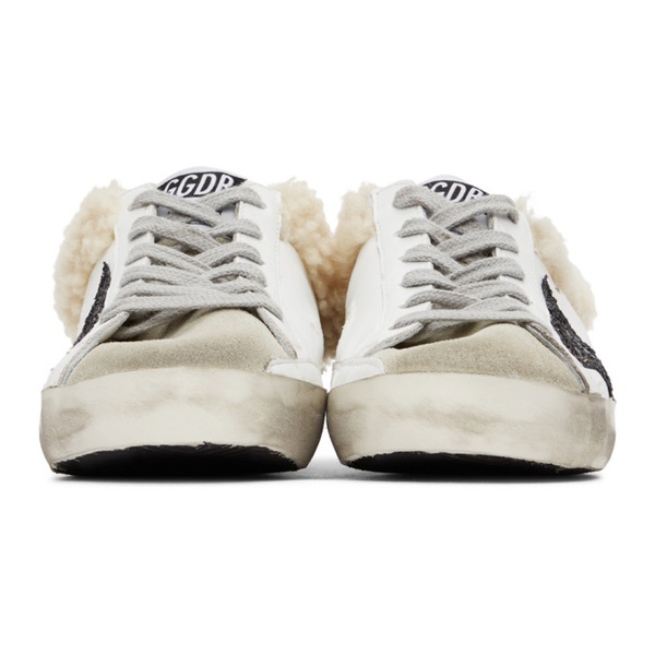 골든구스 골든구스 Golden Goose SSENSE Exclusive White & Black Shearling Super-Star Sneakers 221264F128005