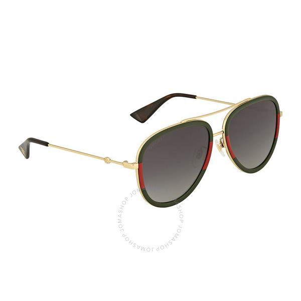 구찌 구찌 Gucci Grey Gradient Pilot Unisex Sunglasses GG0062S 003 57