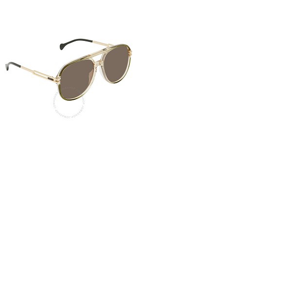 구찌 구찌 Gucci Brown Pilot Mens Sunglasses GG1104S 003 61