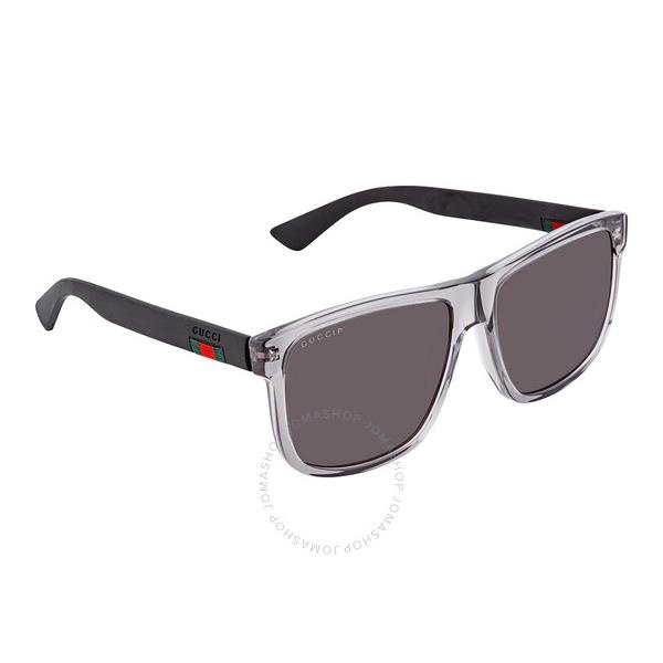 구찌 구찌 Gucci Grey Rectangular Polarized Mens Sunglasses GG0010S 004 58