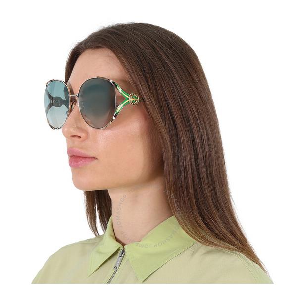 구찌 구찌 Gucci Gradient Green Oversized Ladies Sunglasses GG0225S 006 GG0225S 006 63