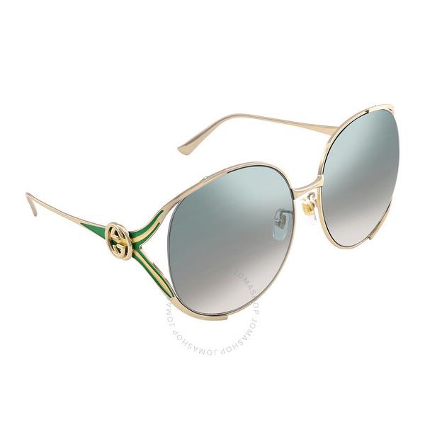 구찌 구찌 Gucci Gradient Green Oversized Ladies Sunglasses GG0225S 006 GG0225S 006 63
