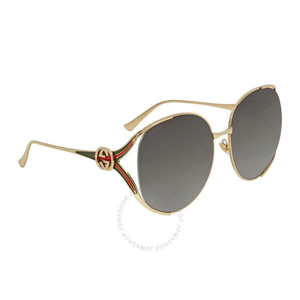 구찌 구찌 Gucci Grey Gradient Square Ladies Sunglasses GG0225S 001 63